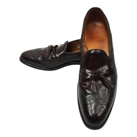 Allen Edmonds Manchester Tassel Wingtip Loafer Mens Size 10 AA Leather Burgundy - Picture 1 of 12